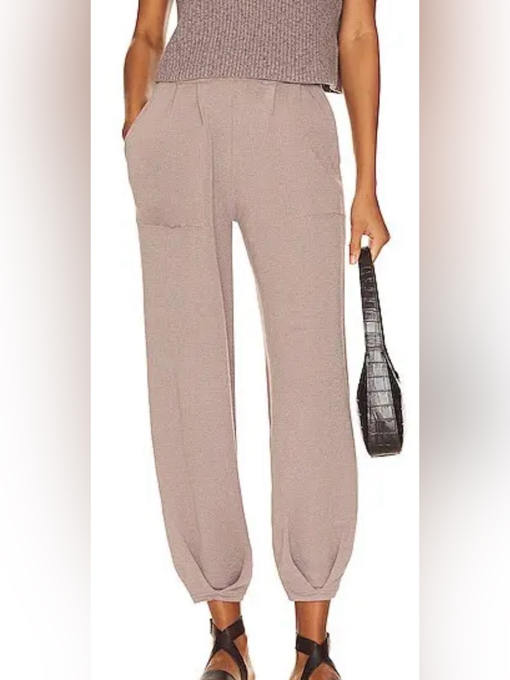 Free People Beach Freya Linen Blend Knit Balloon Tapered Wide Leg Pants Size XS